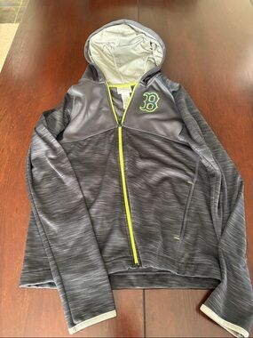 Boston Red Sox Kids Gray Hooded Zip Jacket with Neon Trim